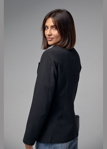 Черный женский женский однобортный пиджак приталенного кроя Lurex - демисезонный
