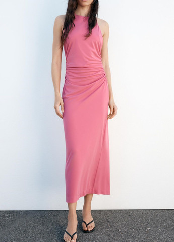 Рожева вечірня сукня Zara однотонна