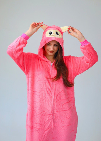 Кігурумі піжама Лабубу рожева плюшева жіноча з капюшоном та вушками Lalapka (362490065)
