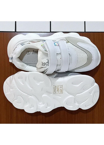Білі осінні текстильні ортопедичні кросівки на липучках для дівчинки Tom.M