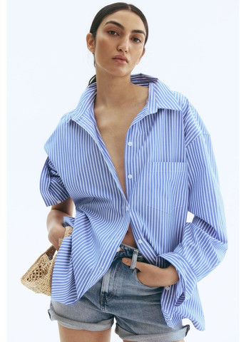 Жіноча сорочка оверсайз Н&М (58485) XS Синя H&M (355797462)
