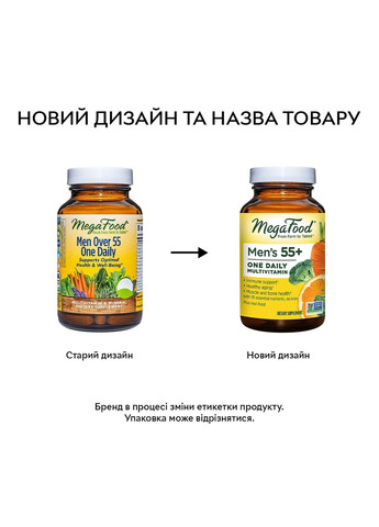 Вітаміни та мінерали Men's 55+ One Daily, 60 таблеток MegaFood (293419996)