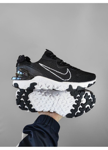 Черные демисезонные кроссовки мужские nike react vector black / white найк реакт висион No Brand