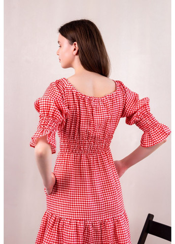 Красное праздничный, коктейльное, повседневный, вечернее, пляжное, кэжуал платье из натурального 100% льна El'dress