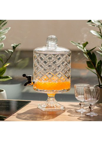 Лимонадница с краном стеклянная 39 см 4.5 л на подставке HP-19-3 Yiwu (367269096)