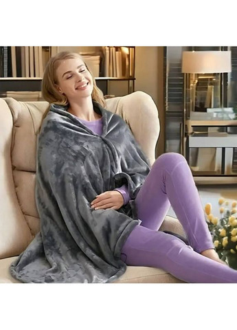 Электроодеяло плед с подогревом согревающее одеяло пончо электроплед с застежкой с USB от Powerbank 150х85 см No Brand (360531914)