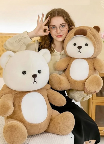 М'ягкая игрушка мишка в кигуруми Капибара 50 см большой плюшевый медведь со съёмным капюшоном My Kigu (372982677)