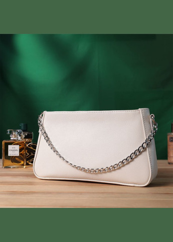 Сумка багет з ланцюжком і знімним ремінцем з натуральної шкіри 22835 Бежева Shvigel (305768380)