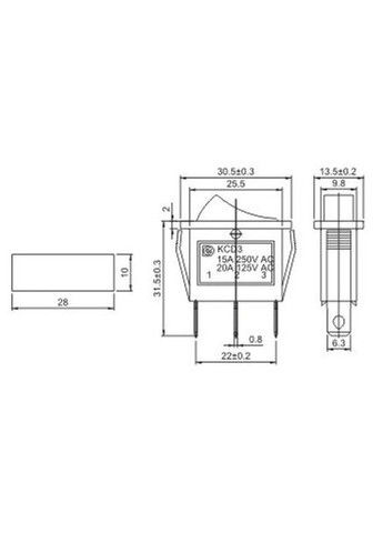 Перемикач клавішний (кнопка) KCD3-101N R/B з підсвіткою A0140040027 Аско-Укрем (346087935)