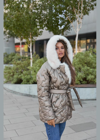 Бронзова зимова жіноча куртка (k328) 46 MN