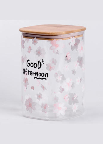 Банка для сыпучих продуктов Yiwu Sakura HP-34-23 1.2л стеклянная с бамбуковой крышкой No Brand (339672414)