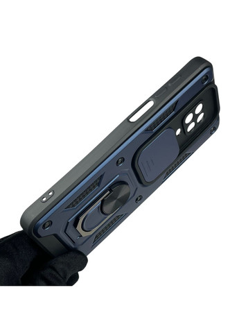 Чохол для Redmi Note 9s броньований з кільцем-тримачем підставкою зі шторкою на сяомі редмі нот 9с темно-синій rg1 Xiaomi (366230661)