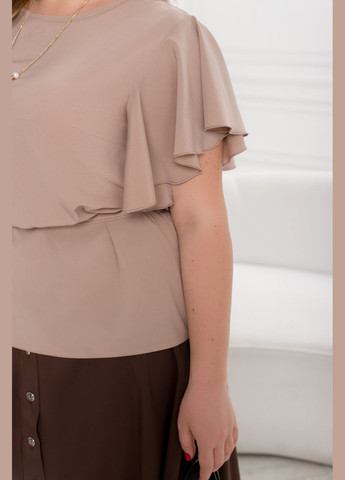 Бежевая летняя блузка с поясом No Brand