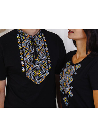 Чорна футболка вишиванка чоловіча чорна xrmaster етніка s візерунок орнамент трикотаж (357489906)