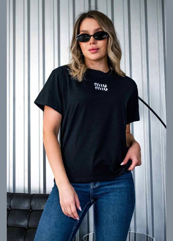 Базовая футболка на каждый день с вышивкой «MIU MIU» 🌸 No Brand - (339112187)