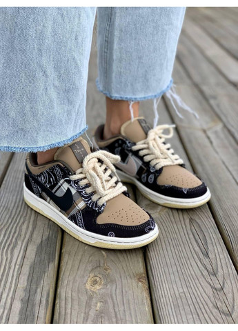 Серые демисезонные кроссовки мужские nike sb dunk low x travis scott cactus jack grey найк сб данк No Brand