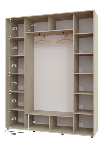 Шафа-купе тридверна 200*45*220 см Дуб Шамоні світлий 3 двері ДСП + Дзеркало + ДСП ШК-05 Алекса (356770751)