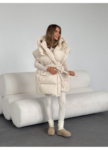 Молочна зимня жіноча куртка transformer подовжена з кишенями і капюшоном (mil589) milirud