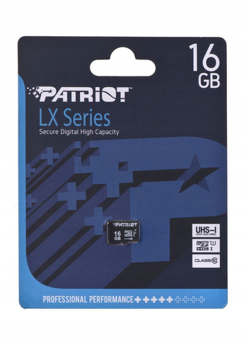 Картка пам'яті microSDHC LX Series 16 GB Class 10 з адаптером СД Patriot (282001356)