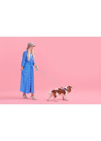 Поводок-рулетка для собак R-leash Круглая XS-M до 40 кг 29 м светоотражающая лента Голубой WAUDOG (364748762)