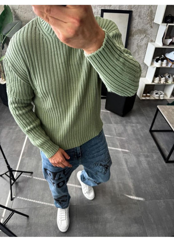 Фисташковый мужской свитер No Brand