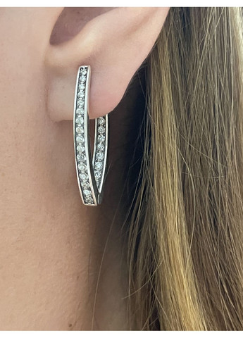 Серьги серебряные, посыпанные камнями цирконий No Brand (323214564)
