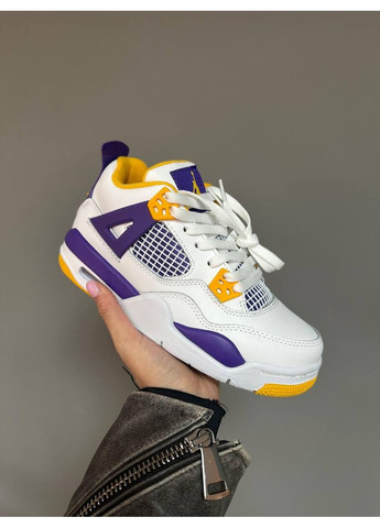 Білі Осінні кросівки чоловічі nike air jordan retro 4 lakers найк аір джордан No Brand