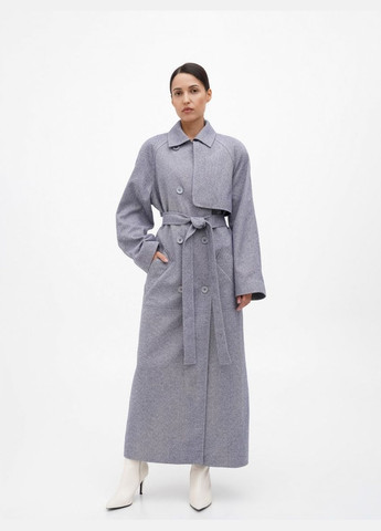 Синє демісезонне Синє пальто максі з відлітною кокеткою a LOT