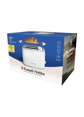 Тостер Eden 800Вт, пластик, підігрів, розморожування, білий Russell Hobbs (315435245)