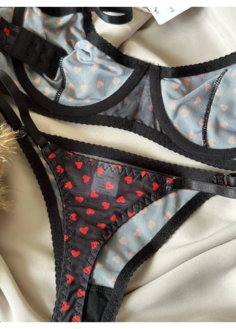 Черный полупрозрачный комплект нижнего белья на чашку вcd черный Beisdanna