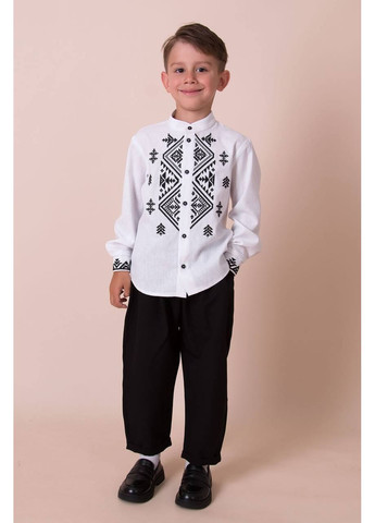 Сорочка ВИШИВКА чорна по-білому хлоп. льон 5637-01 Mevis (366423808)