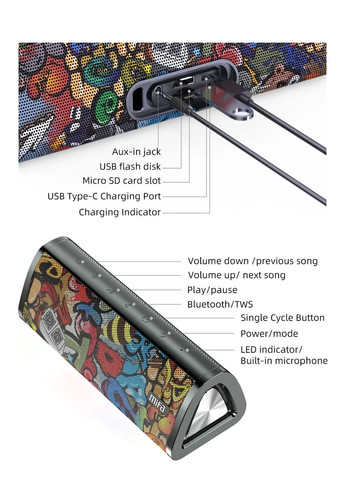 Колонка A10+ Speaker black graffiti MIFA (361056043)