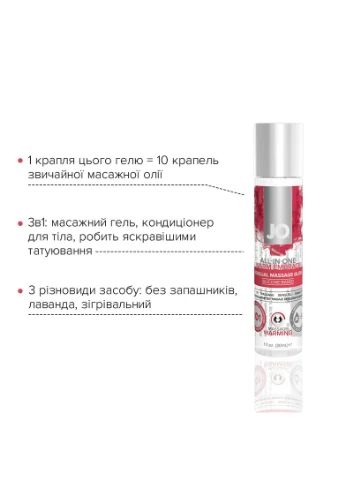 Гель для масажу на силіконовій основі ALL-IN-ONE MASSAGE GLIDE WARMING 30 мл - CherryLove System JO (282710304)