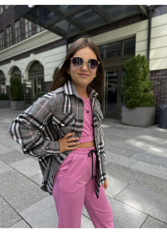 Розовый демисезонный костюм тройка (рубашка, топ, брюки) подростковый с рубашкой, тройка, брючный IRmAS