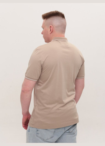 Бежевая футболка-поло мужское бежевое однотонное короткий рукав для мужчин MarcoStar однотонная