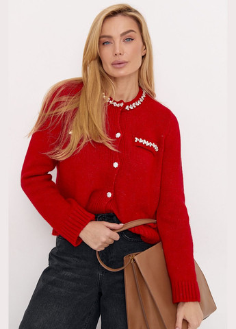 Алый демисезонный кардиган No Brand