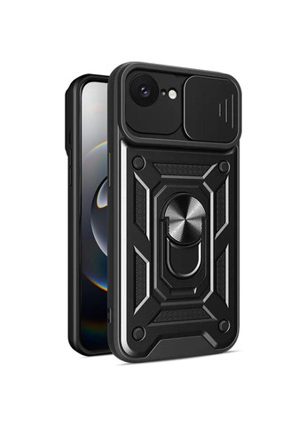 Чехол Shockproof для Apple iPhone 16e - противоударный, с подставкой и шторкой для камеры - Black Primo (369608620)
