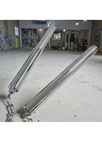 Нунчаки тренировочные трансформеры 2-в-1 стальные полые на цепи для тренировок Серебристые 3_7_0_1С No Brand (367738739)