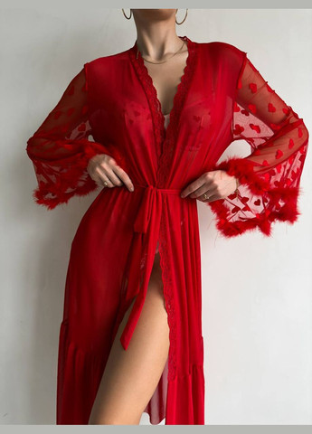 Халат прозорий із хутряними вставками No Brand (317284973)