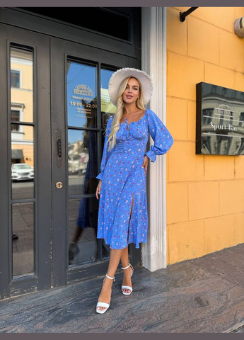 Синее универсальное платье миди Fashion