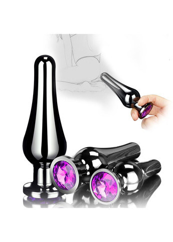 Анальна пробка металевий чорний каченя M розмір + мішечок Focus (370203116)