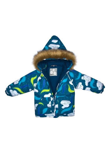 Белая куртка зимняя virgo, р.92, бирюзово-зеленый с принтом () Huppa 17210030-13266-092