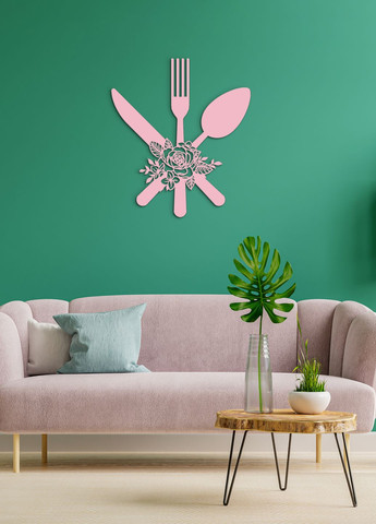 Современная картина на кухню, декоративное панно из дерева "Столовые приборы", стиль лофт 50х60 см Woodyard (291882380)