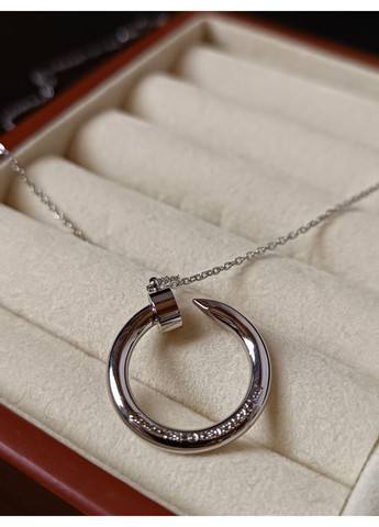 Кольє жіноче із медичної сталі сріблясте з підвіскою-кільцем цвях No Brand (368713779)