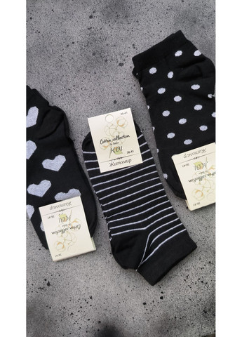 Чёрно-белых набор 3 пары укороченные носки с принтами. Житомир (360949589)