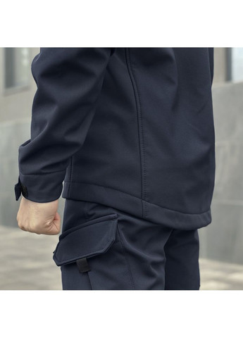 Темно-синя демісезонна куртка motive із липучками наві Pobedov