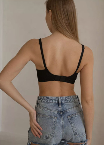 Чорний бралетт жіночий формований безшовний бюстгальтер в рубчик extra comfort (1716-75-01) Macarena без кісточок нейлон