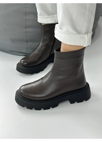 Зимові шкіряні шоколадні черевики, зимові ботінки шоколад, шкіряні коричневі черевики на зиму, ботінки зима Україна код 25664 Garti Rosta (371993022)