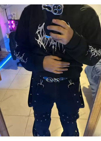 Ремень молодежный с заклепками Y2K стиль панк,готический ремень с двойными металлическими кольцами в стиле гранж,уличная одежда Viral No Brand (371786146)