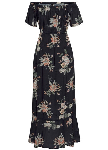 Черное повседневный платье Lascana с цветочным принтом